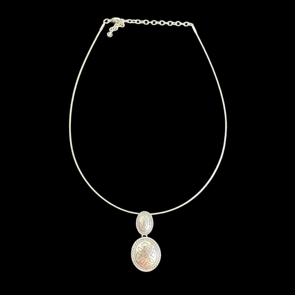 Napier Silver Necklace Wire Choker Adjustable Clasp Engraved Classic Casual